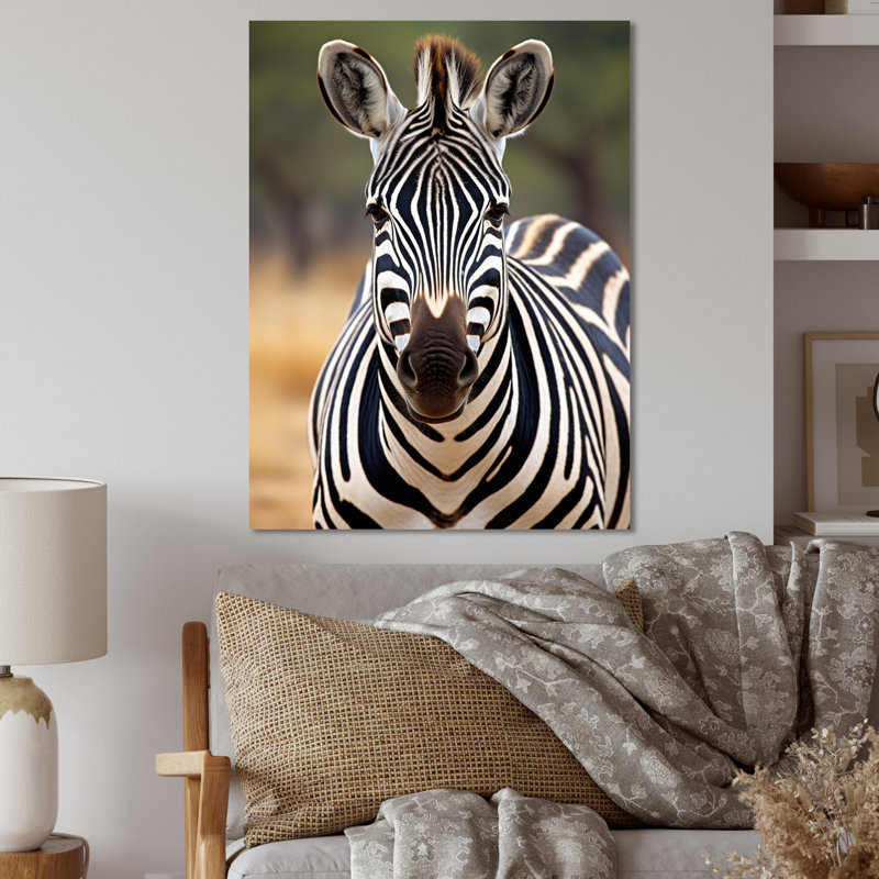 Motif de zèbre zébré - animaux, impression sur métal, H 32 po x l 24 po x P 1 po