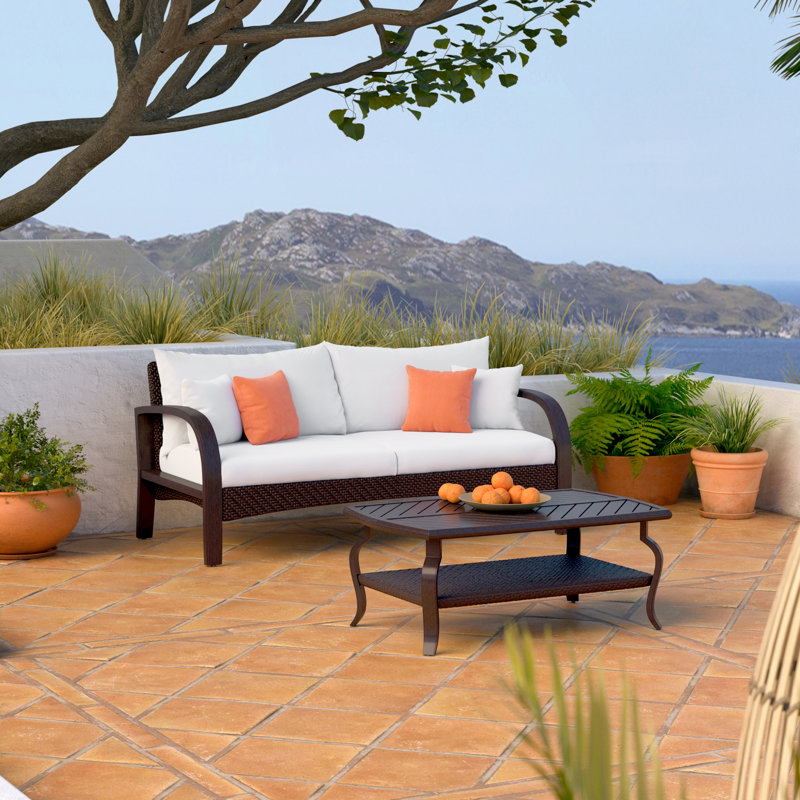 Barcelo 5 Piece Rattan Sofa Set with Cushions, Cast Coral Sunbrella® Plainweave