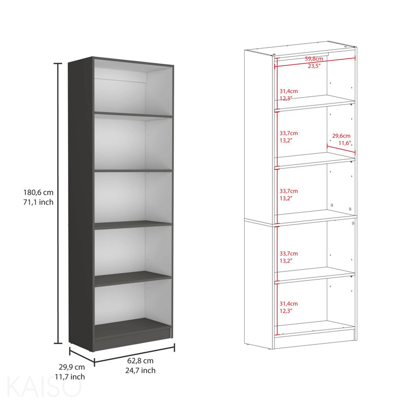 Ensemble de bibliothèque 3 pièces, 74 po de large avec 14 tablettes, ensemble de salon gris mat - blanc