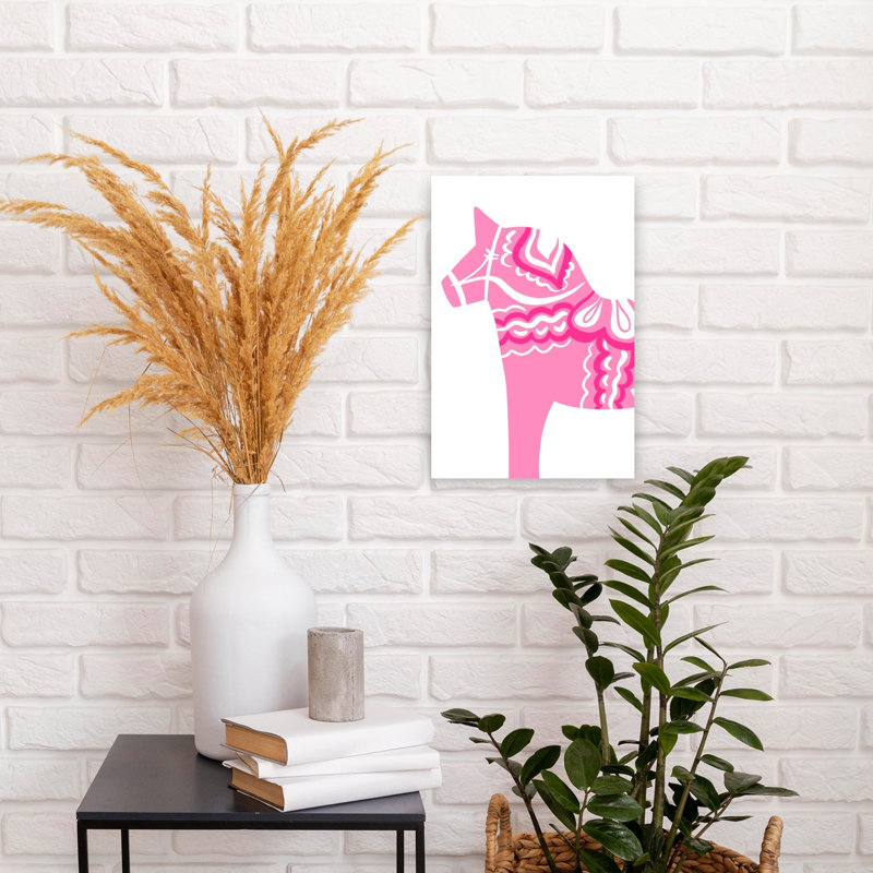 «Dala rose», reproduction d'art moderne de cheval, H 18 po x l 12 po