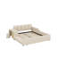 Lit tapissier pour lit mère et enfant avec bureau de chevet et petit tabouret rond, structure de lit plateforme en bois-1226730213-1226730130