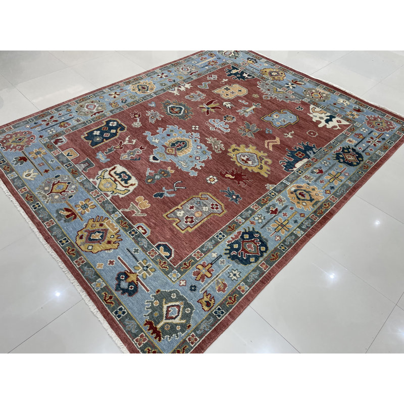 Rust Hand Knotted Wool Area Rug