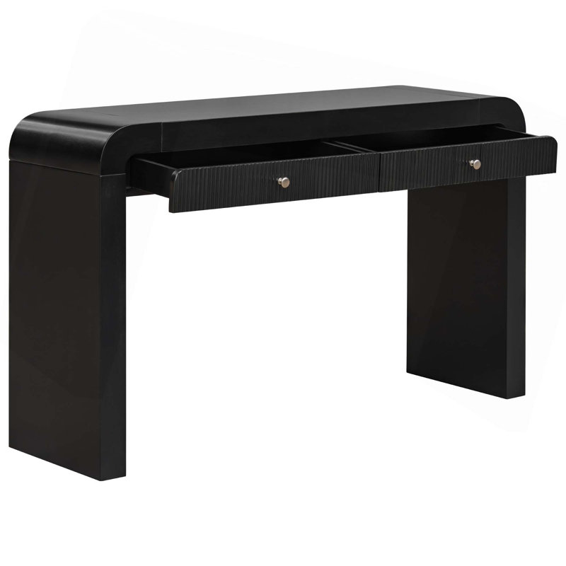 Console Table With Fluted Drawer Front,Entryway Table With Curved Corners & Thick Legs