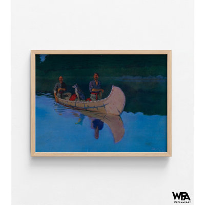 «Evening On A Canadian Lake» par Frederic Remington, reproduction de la nature canadienne, art mural Canada, art de petit bateau, impression d'art canot, art mural lac
