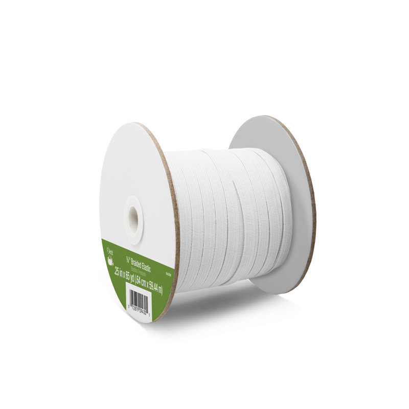 Dritz 1/4" Braided Elastic, White, 65 yd