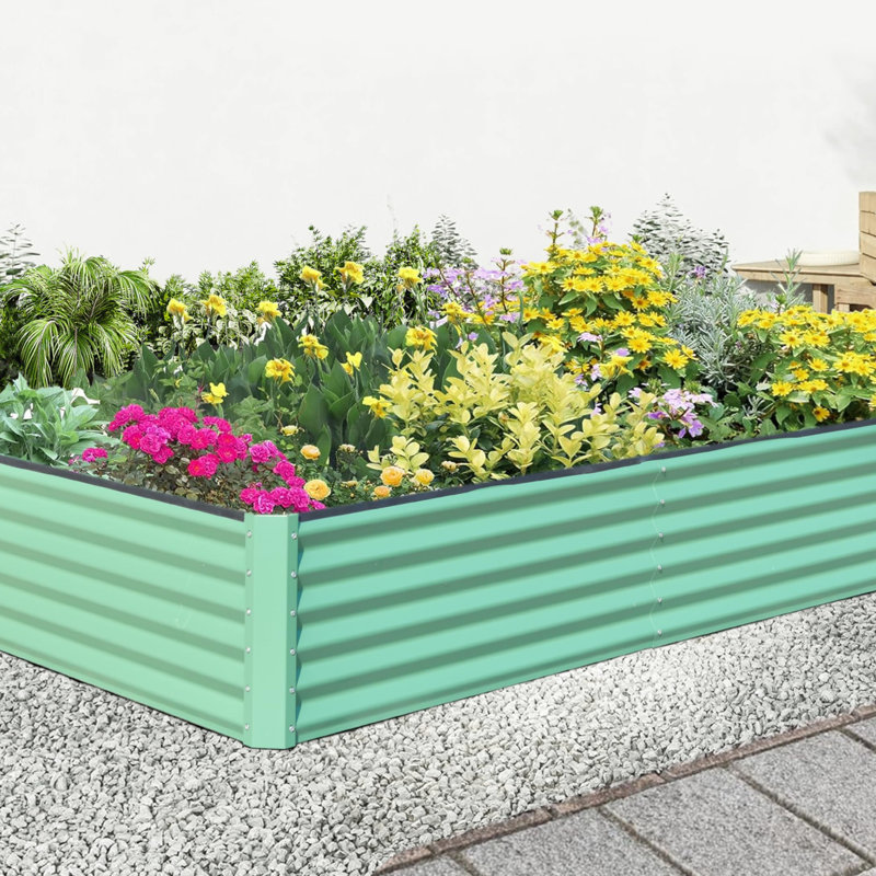 Galvanized Raised Garden Bed, Outdoor Planter Garden Boxes Large Metal Planter Box For Gardening Vegetables Fruits Flowers, 1