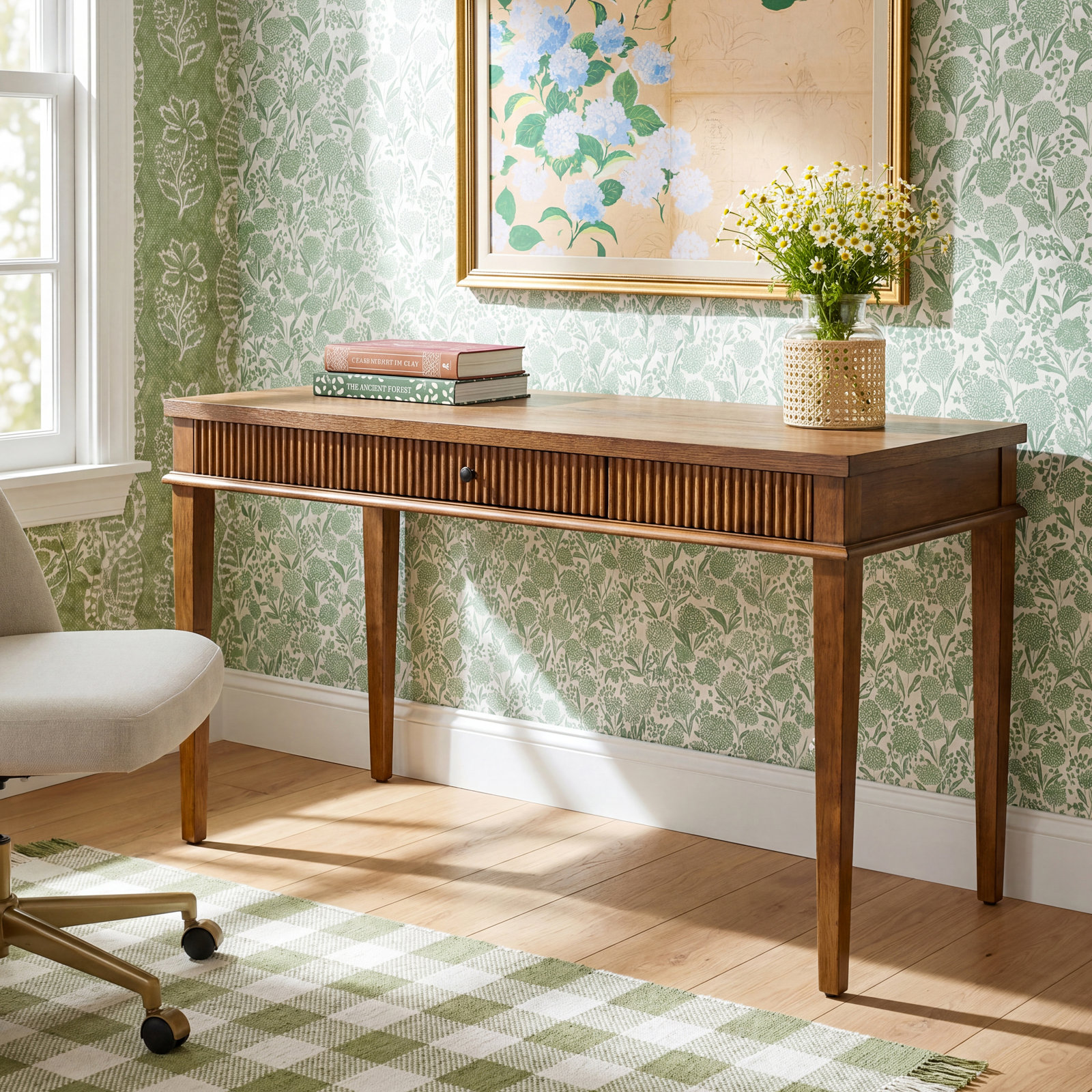 Haden 60" Writing Desk, Medium Oak