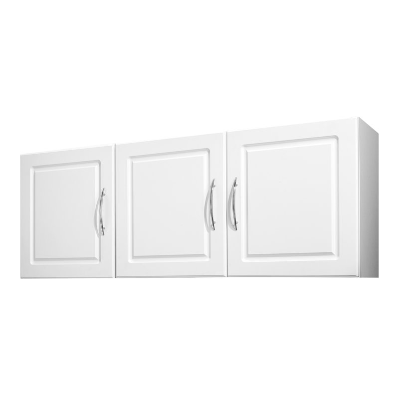 Armoire de buanderie murale blanche avec tablettes réglables - Armoire de rangement à 3 portes pour la cuisine et la salle de bain
