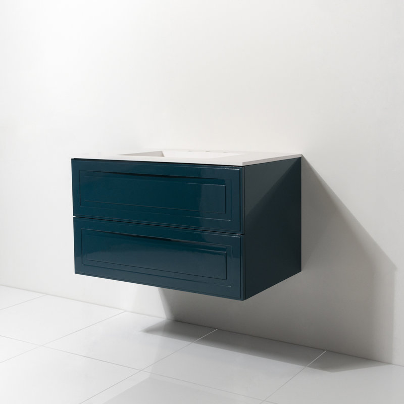 Ensemble de meuble-lavabo simple 42 "avec comptoir à surface solide Cavion, Turquoise