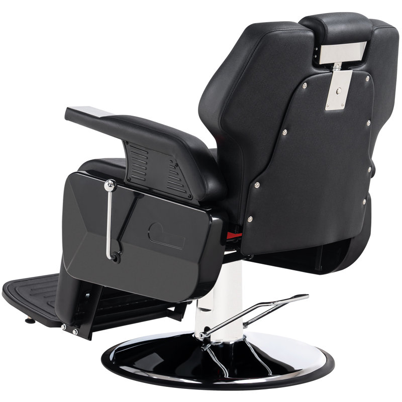 Fauteuil de coiffeur inclinable hydraulique Elianah Inbox Zero, Cuir synthétique noir / rouge