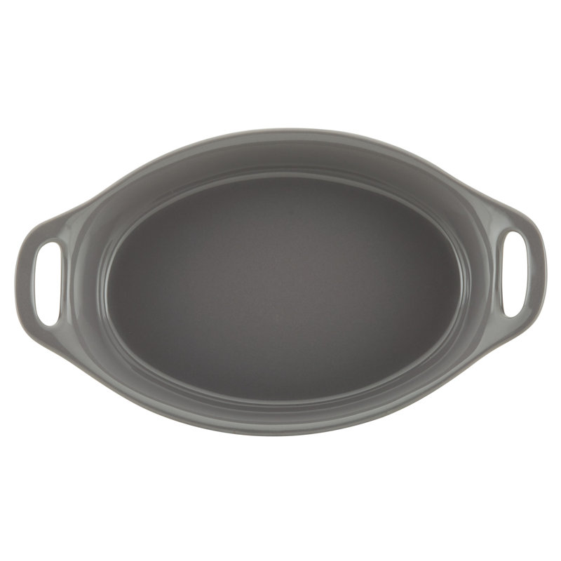 Gray Ceramic 1.5-Quart Oval Baker Dish