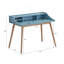 Bureau d'écriture Mid-Century en bois avec huche, bleu