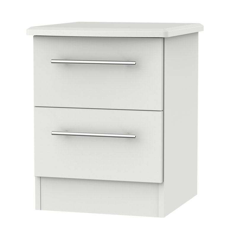 Fully Assembled Levine 2 Drawer Bedside Table, Grey