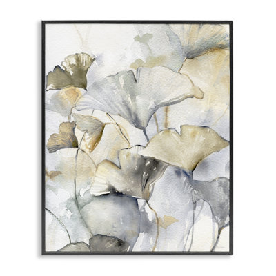  Abstract Gingko Leaves White Framed Giclee Art by Carol Robinson