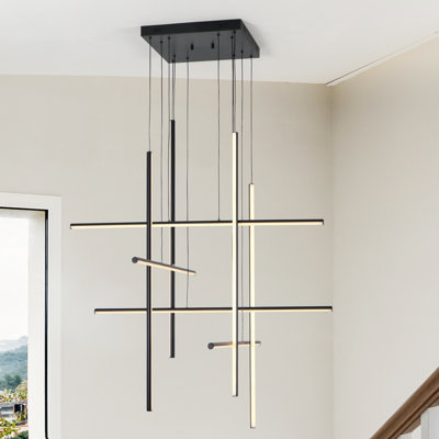 Jakie 8 - Light Modern Chandelier Long Hanging Pendant for High Ceiling with Remote Control