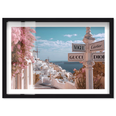 «Mykonos Crossroads Shadowbox Print», art mural par Notoriart, cadre noir, 36 x 24