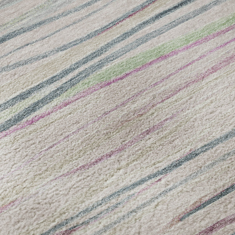 Premium Machine Washable Harjo AMF1603 Stripes Rug, Rectangle 5' x 7'6"