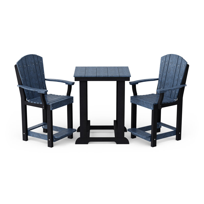 Heritage 3-Piece Patio Set, Patriot Blue/Black