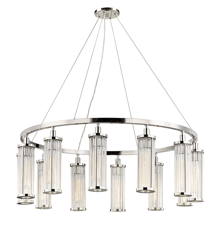 Lustre 12 lumières 42,5 po Marley, Nickel poli