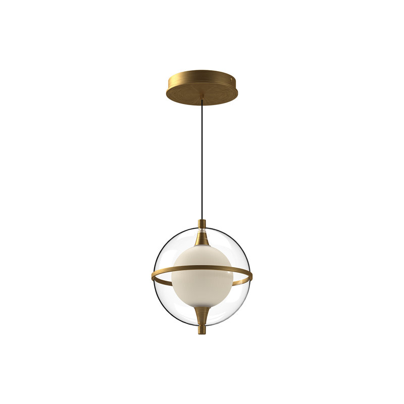 Aries 1 - Light LED Unique/Statement Pendant, Brushed Gold, 7.88" H x 8.63" W x 7.88" D