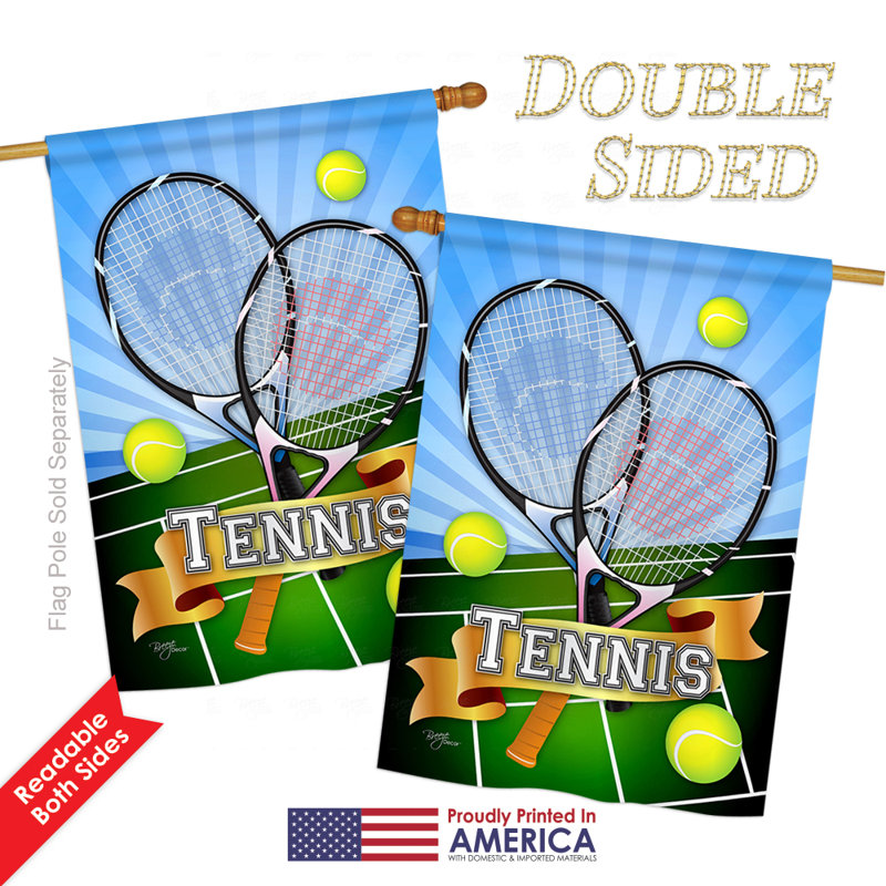 Drapeau tennis maison / jardin en polyester 2 faces, H 40 po x l 28 po