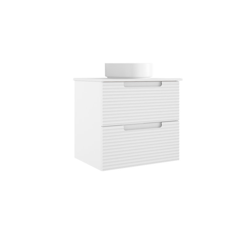 Meuble-lavabo simple mural 24 po avec comptoir en céramique Moncler, Blanc