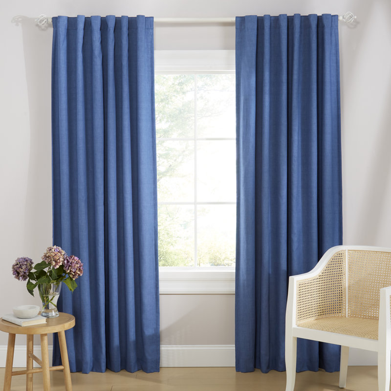 Rideau 100% coton occultant Lauren Ralph Lauren Tyler, Bleu ardoise, L 50 po x L 84 po