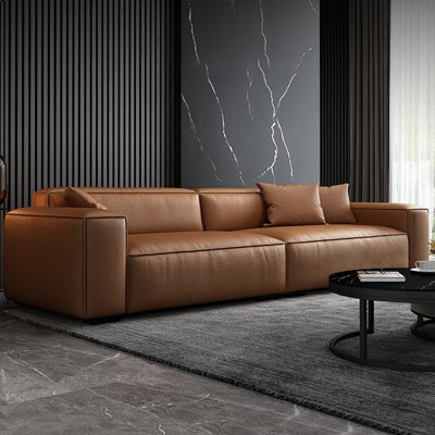 Brown Genuine Leather Modular Sofa cushion couch