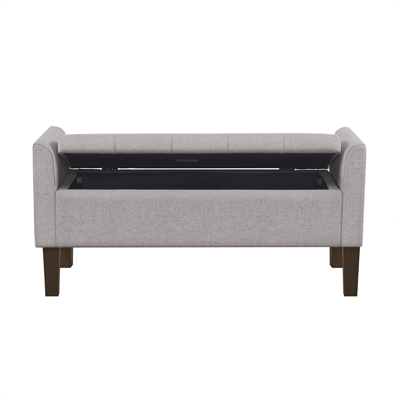 Blaire Gray Upholstered Flip-Top Storage Bench