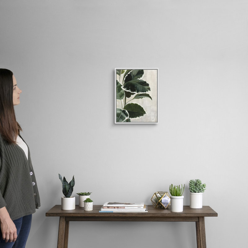 «Tropical Study I», art mural sur toile, Toile avec cadre blanc, H 16 po x l 13 po