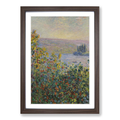 Flower Beds at Vetheuil by Claude Monet - Framed Print