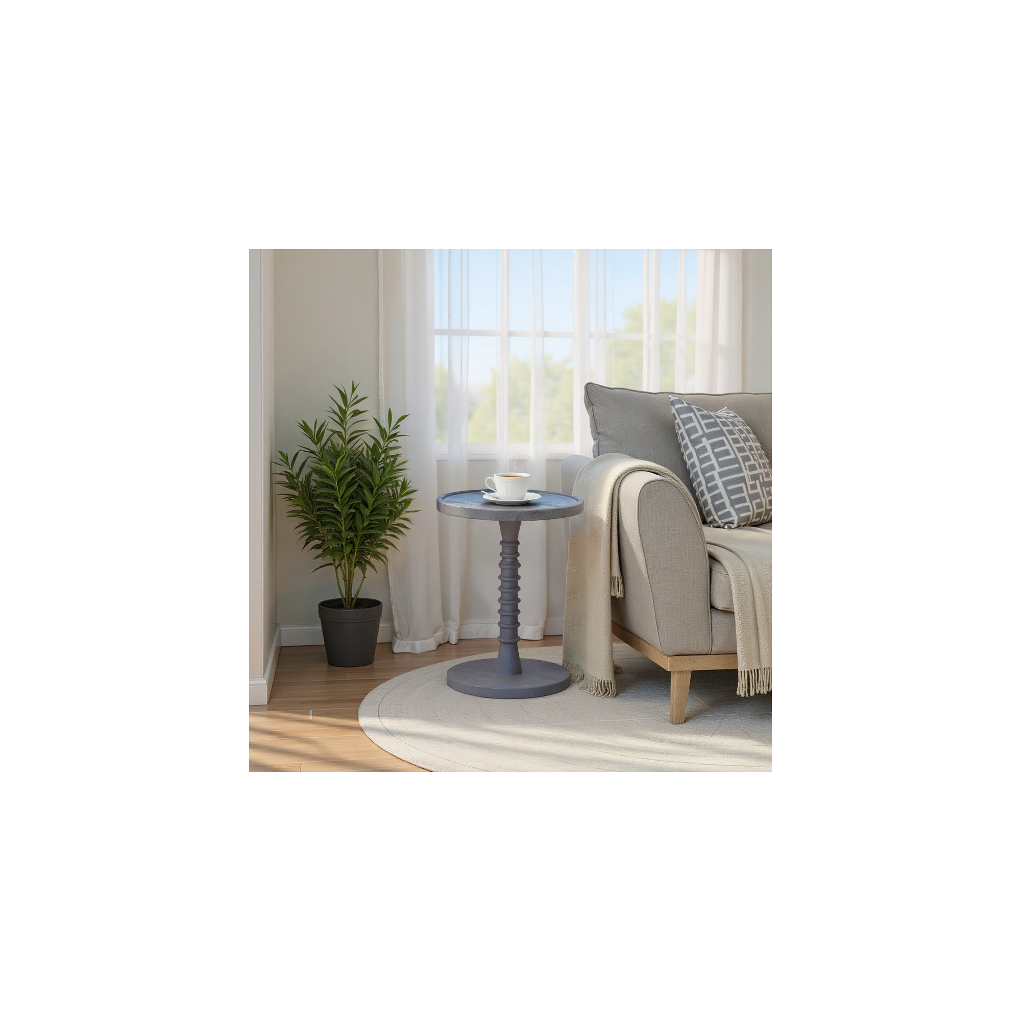 Linda Threaded Drink Table, Light Blue