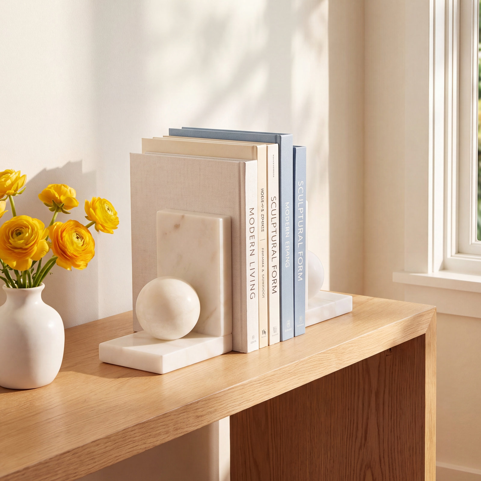 Alabaster Ball Bookends