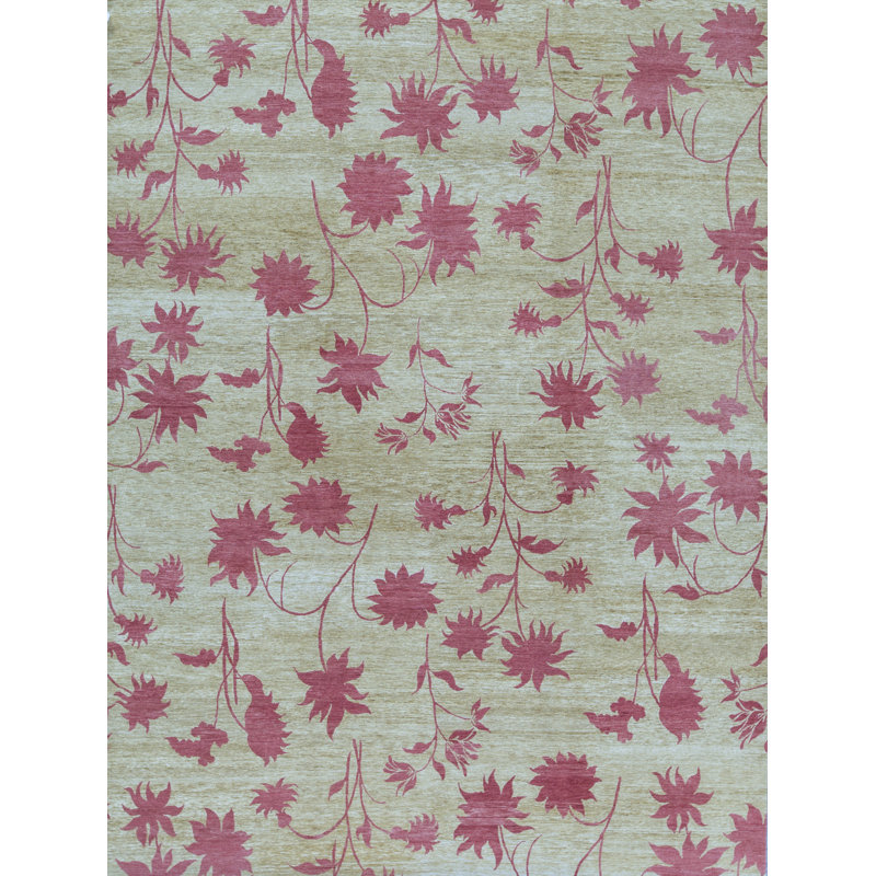 Tapis doré et rouille de haute qualité noué à la main