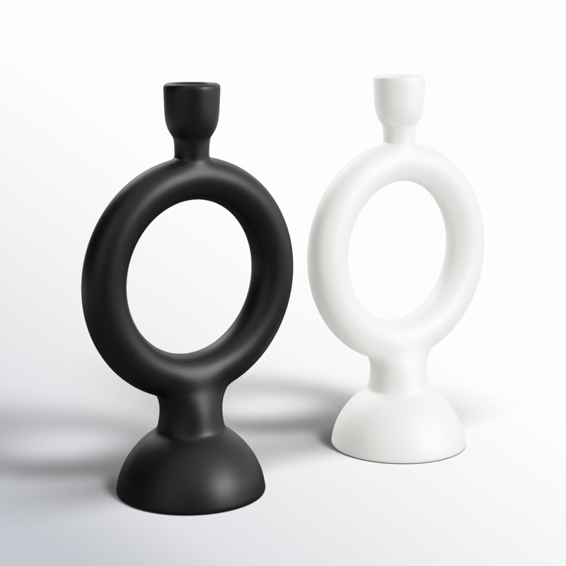 Mable 9.2" H Earthenware Candlestick