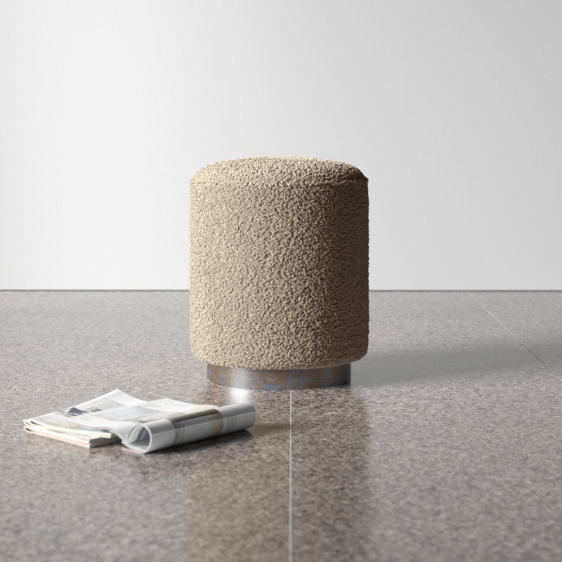 Brit Upholstered Ottoman, Casual Latte 100% Polyester, Walnut