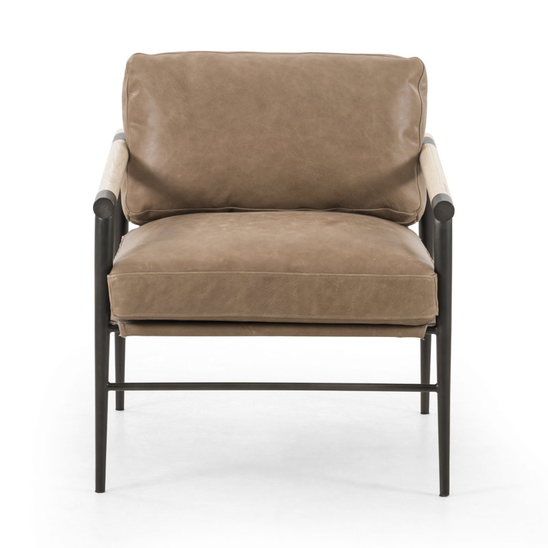 Rowen Leather Armchair, Sheepskin Camel Sherpa