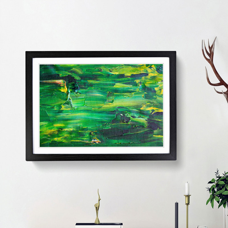 Abstract Art Painting Vol.337 by S.Johnson - Picture Frame Painting Print, 62cm H x 87cm W x 2cm D, Black Framed
