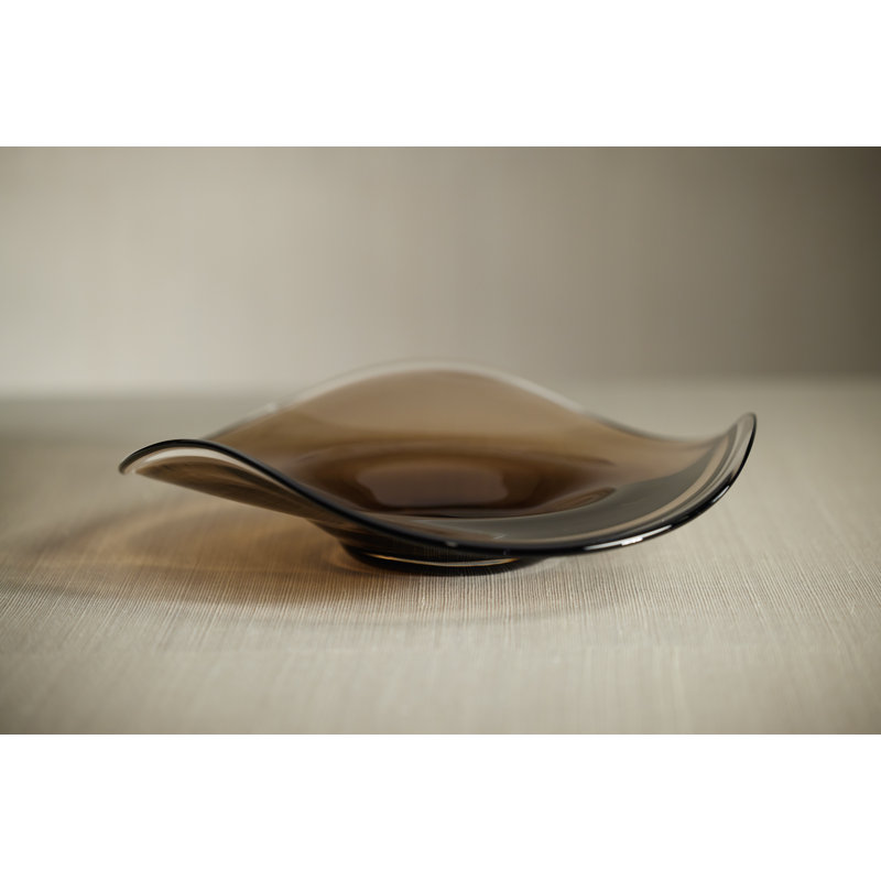 Bol décoratif en verre Vellerti, H 3,5 po x l 13,75 po x P 13,75 po, Brun