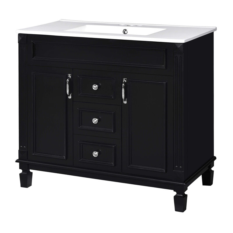 Meuble-lavabo moderne avec rangement supérieur et design élégant, Noir