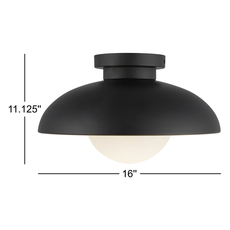 Alessia Flush Mount, 11.125" H x 16" W x 16" D, Matte Black