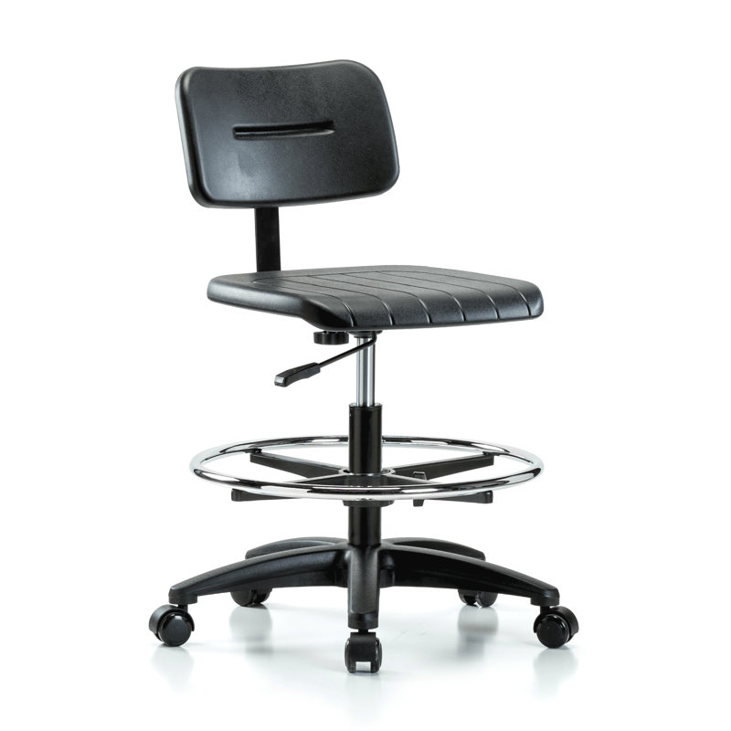 PERCH Industrial Work Chair with Foot Ring | Medium Bench Height 20-27"