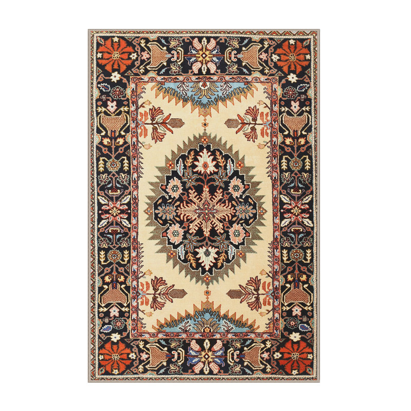 Tapis traditionnel mehroon/noir/bleu, Rectangle 2 pi x 3 pi