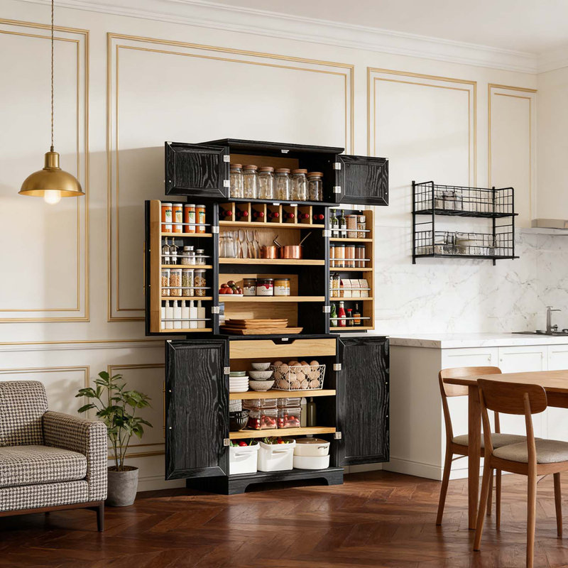 Itchen Pantry Cabinet,Versatile Storage For Multiple Rooms, Black