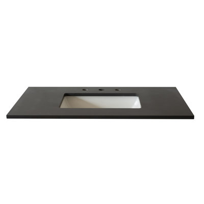 Plateau en quartz gris de 37 po avec lavabo rectangulaire à droite
