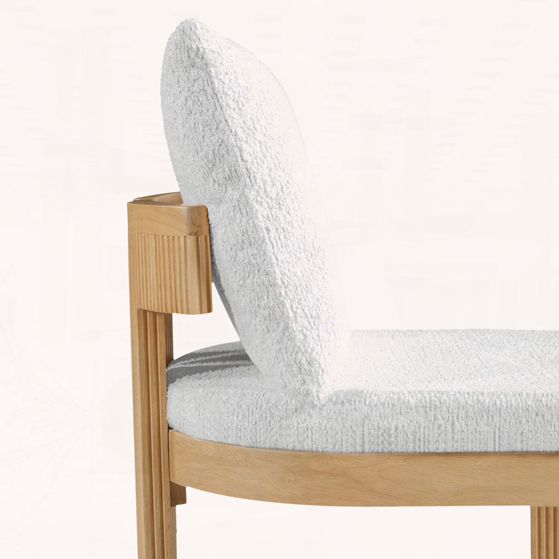 Chaise de salle à manger d'intérieur avec structure en bois d'hévéa et assise moelleuse beige, ensemble de 2, Beige