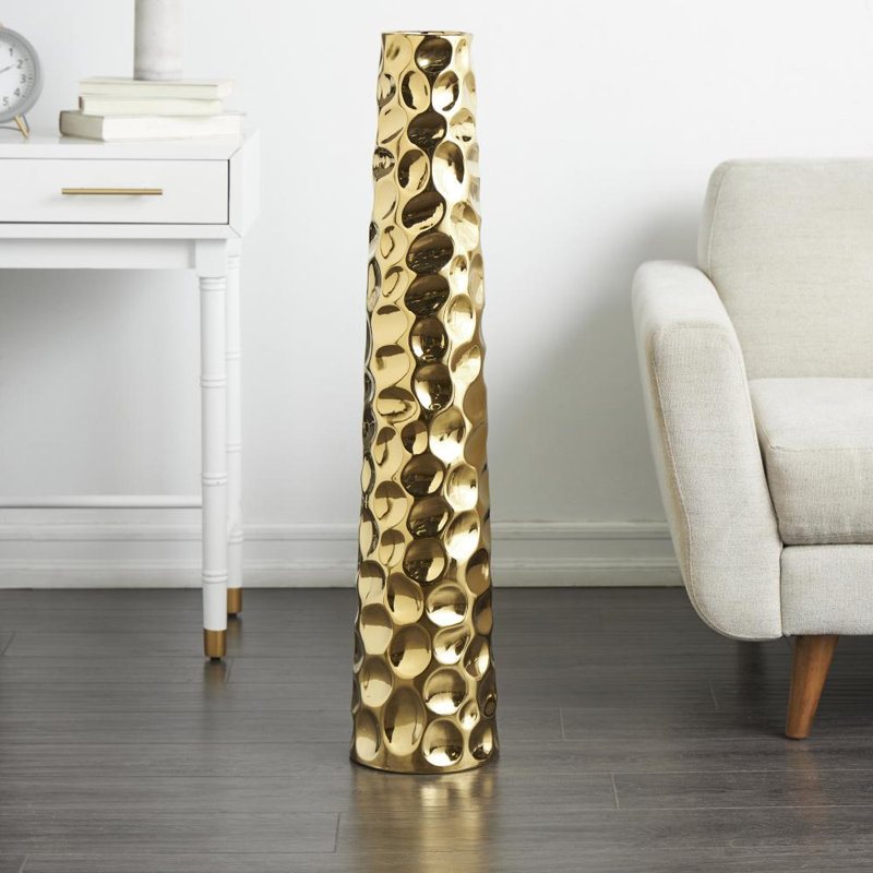 Hazen Ceramic Floor Vase, Gold