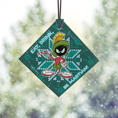 Looney Tunes Marvin The Martian Pattern Starfire Prints Hanging Glass -  Trend Setters, SPSQU773