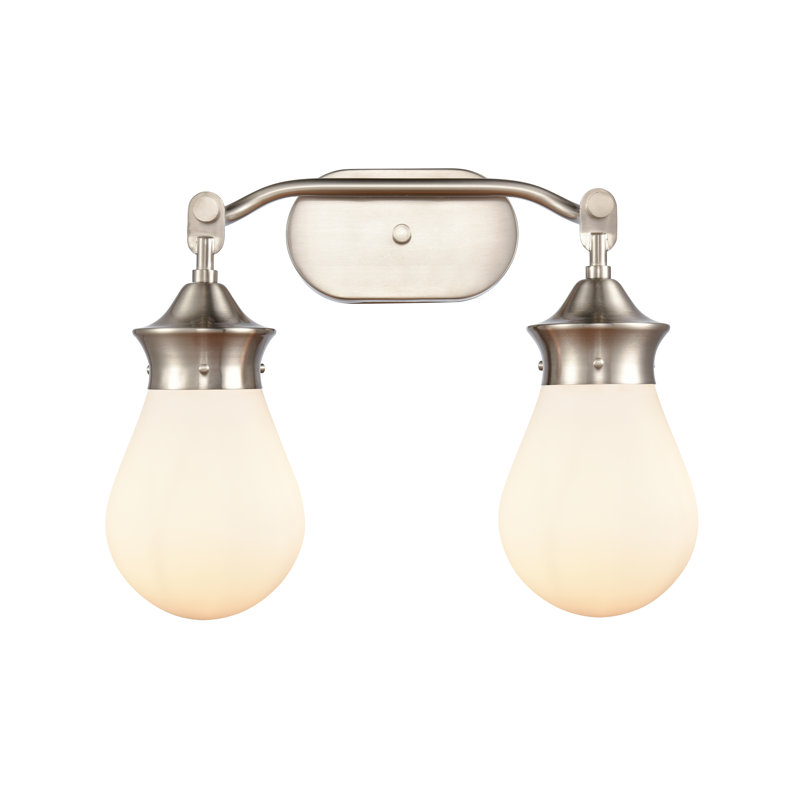 Hartell 2 - Light Dimmable Vanity Light, 4 Watt Vintage LED Bulb, Satin Nickel, Clear