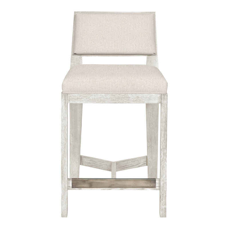 Scoville By Thom Filicia Upholstered Counter Stool with Solid Wood Frame, Casablanca, Parchemin instantané
